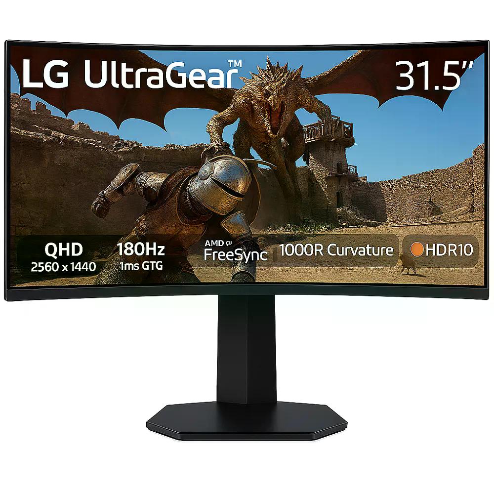 MONITOR CURVO GAME LG 31.5" 32GS60QC QHD ULTRAGEAR LED FREESYNC 180HZ HDMI DISPLAYPORT NEGRO