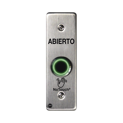 Interruptor IR NoTouch® de Acero Inoxidable, Montaje Delgado, Caja Posterior, ABIERTO   