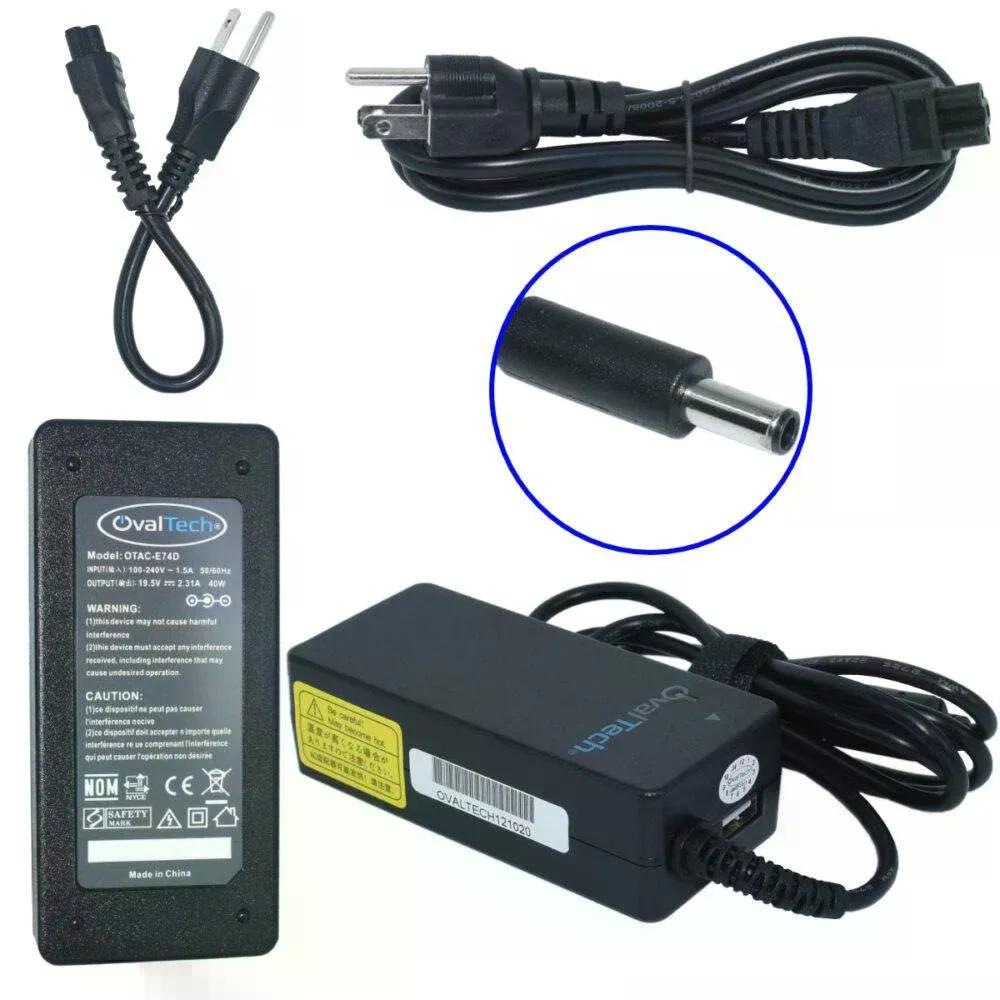 CARGADOR PARA LAPTOP OVALTECH OTAC E74D PUNTA AZUL DE 4.5 X 3.0 MM USB 2.0 5V 2.1A NEGRO