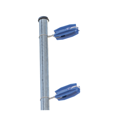 Aislador Azul de Esquina para Cercos Eléctricos / 18 kV / Resinas Vírgenes / Resistencia 7.5-10.2 kg / Anti UV / 66 mm x 31.6 mm