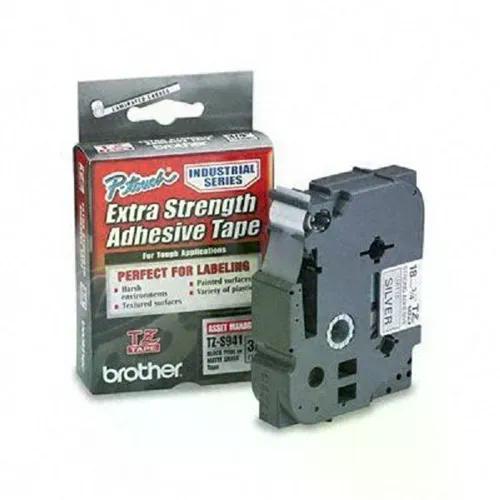 CINTA BROTHER TZES941 NEGRO SOBRE PLATA LAMIDA CON ADHESIVO 18MMX8 MTS TZES941