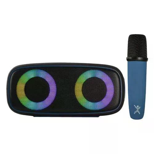 BOCINA PERFECT CHOICE PORTATIL OUTDOORS LITE BLUETOOTH INALAMBRICO 16W RMS USB C NEGRO/AZUL INCLUYE MICROFONO