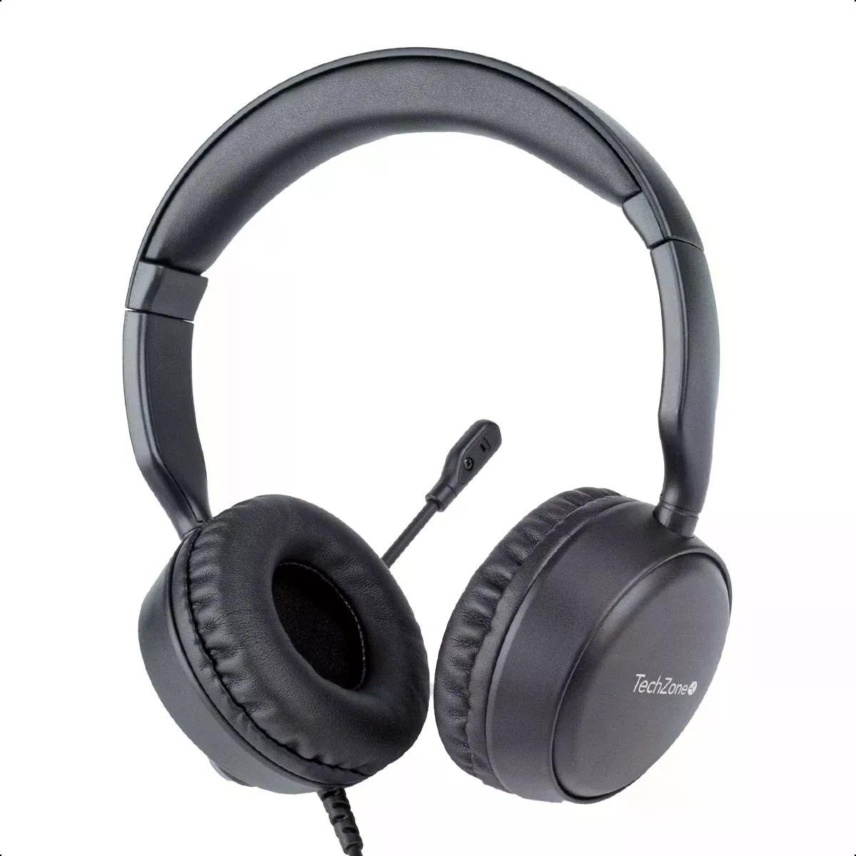DIADEMA TECHZONE CON MICROFONO TZACDII02 AL AMBRICO 1.8 METROS USB A NEGRO