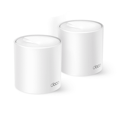 Kit 2 Routers Inalámbricos MESH Interior para Hogar / Doble Banda Wi-Fi 6 AX3000 Mbps / 3 Puerto Gigabit WAN/LAN / 2 Antenas Internas / Administración Mediante la App Deco (iOS, Android) / Protección HomeShield