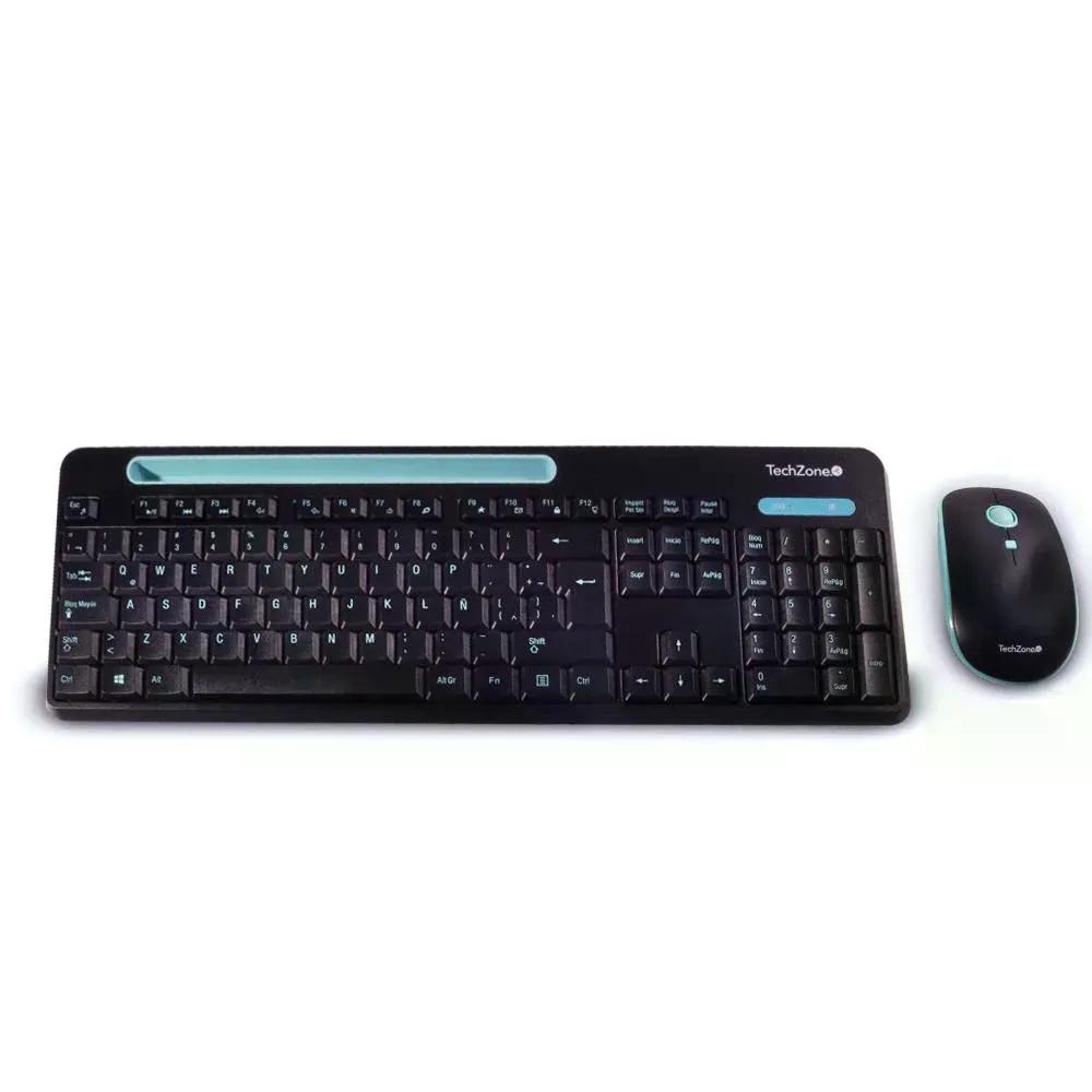 KIT DE TECLADO Y MOUSE TECHZONE TZ20COMB02 INALAMBRICO NEGRO AZU
