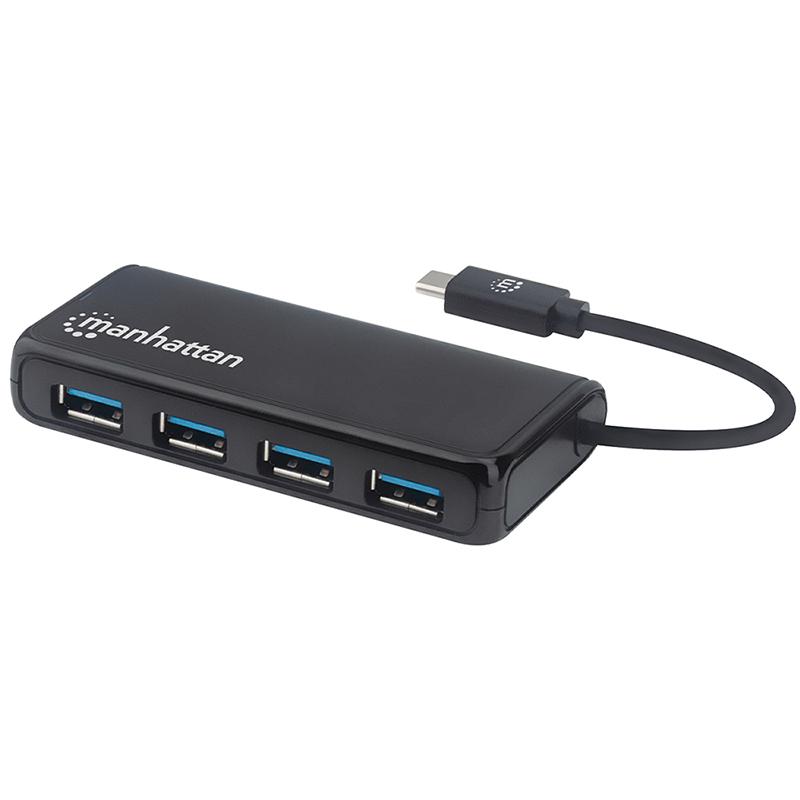 HUB MANHATTAN USB-C MACHO 3.2 GEN1 A 4 PUERTOS HEMBRA USB-A 164924