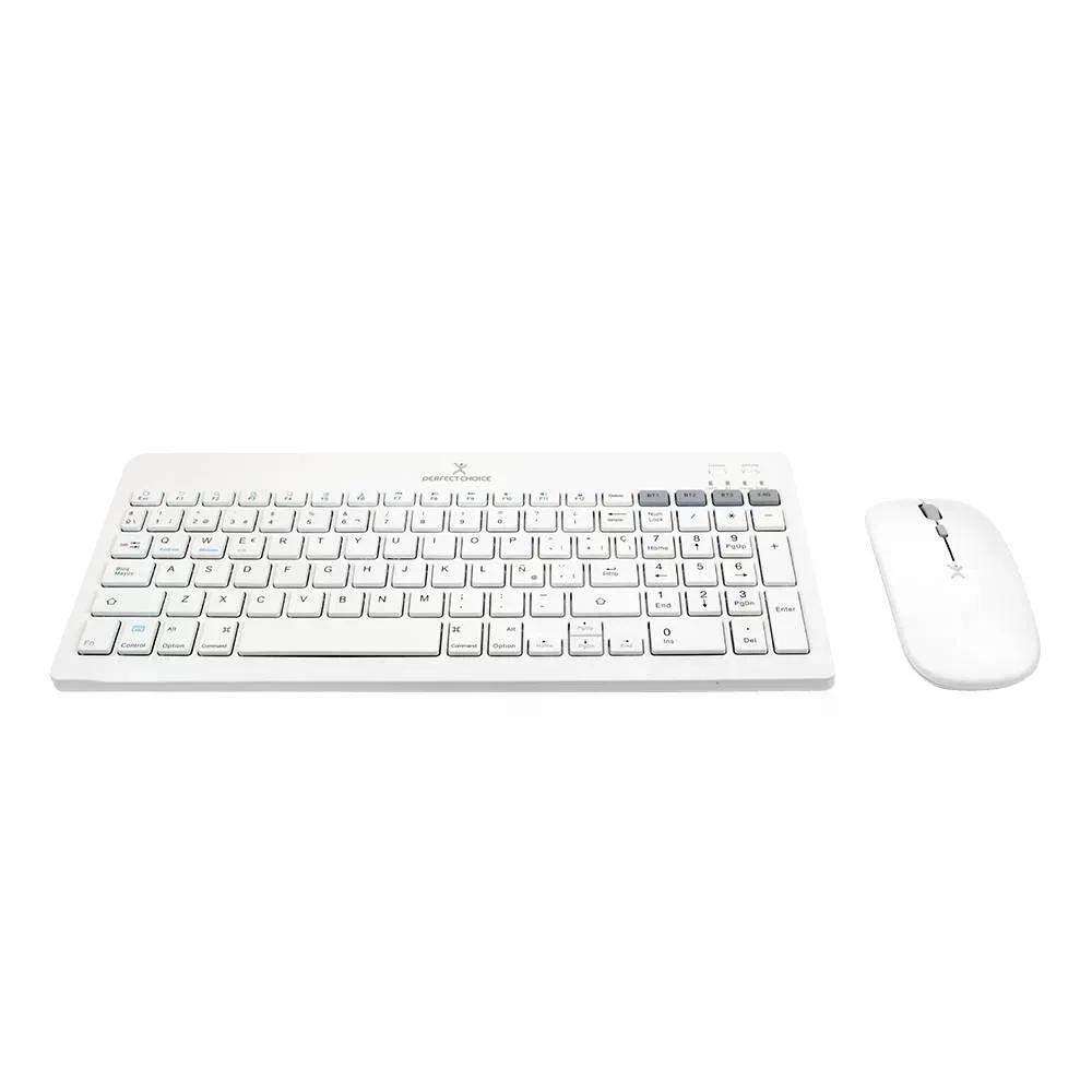 KIT DE TECLADO Y MOUSE PERFECT CHOICE PC 201380 INALAMBRICO BLUETOOTH BLANCO