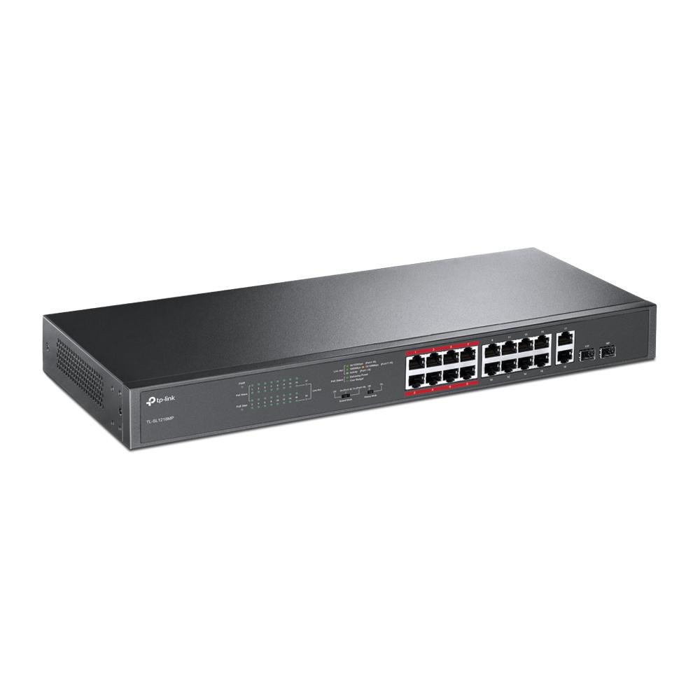 TP-LINK SWITCH NO ADMI POE DE 16PTOS 10/100MBPS + 2PTOS GB/TL-SL1218MP