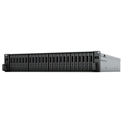Servidor de Almacenamiento FlashStation FS3410 | 24 Bahías SSD SATA 2.5" | Intel Xeon D-1541 8 Núcleos | 16 GB RAM (Ampliable a 128 GB) | 356,500 IOPS Lectura | 129,400 IOPS Escritura | 4 Puertos 1GbE + 2 Puertos 10GbE 
