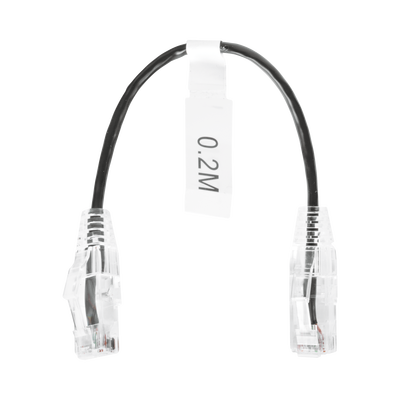 Cable de Parcheo Slim UTP Cat6 - 20 cm (7.87 Pulgadas) Negro Diámetro Reducido (28 AWG)