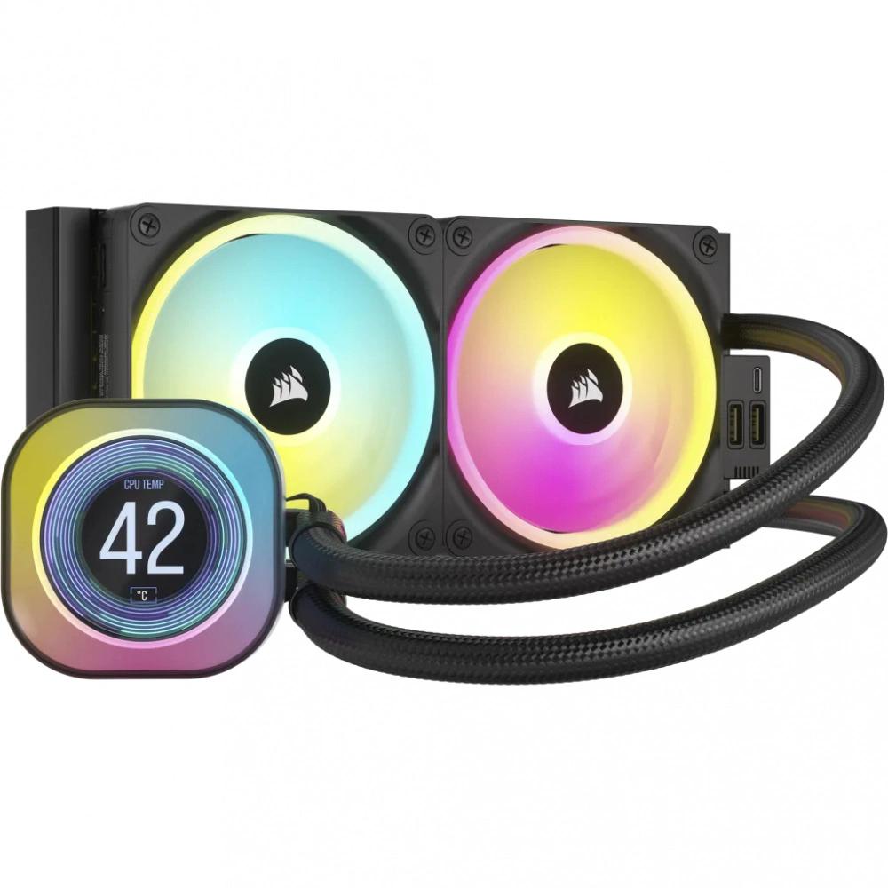 ENFRIAMIENTO LIQUIDO CORSAIR ICUE LINK H100I LCD RGB PARA 2X 120MM 240MM HASTA 2400RPM NEGRO