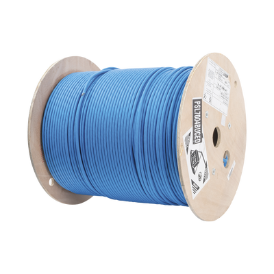 Bobina de Cable Blindado S/FTP de 4 Pares, Cat7, Inmune a Ruido e Interferencias, LSZH (Bajo Humo, Cero Halógenos), Color Azul, Bobina de 500 Metros (1640 Pies)