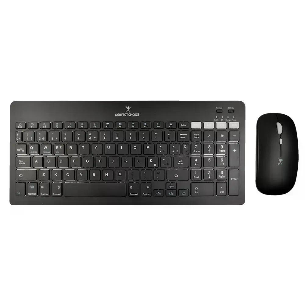 KIT DE TECLADO Y MOUSE PERFECT CHOICE PC 201373 INALAMBRICO BLUETOOTH NEGRO