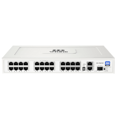 Switch no administrable PoE WI-TEK / 24 Puertos 10/100 Mbps PoE af/at / 2 Puertos Uplink Gigabit / 1 Ranura SFP 1000 Mbps / Presupuesto 270 W / Puerto 1 Hi-PoE 60W
