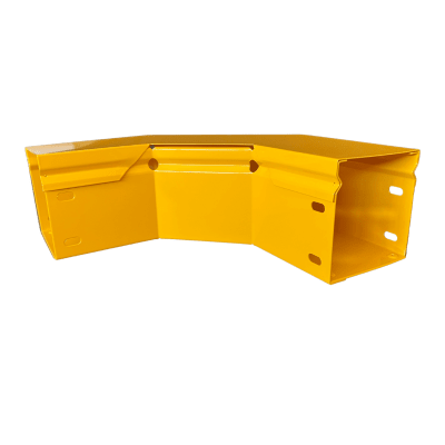 CHFIBER CURVA HORIZONTAL A 90° DE ALUMINIO PERALTE 4" ANCHO 4" RADIO 8" CON RECUBRIMIENTO EN PINTURA EPÓXICA, INCLUYE TAPA , UN PAR DE COPLES Y TORNILLERÍA.