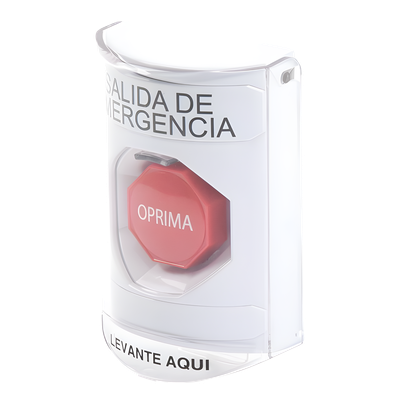 Botón de Emergencia, Texto en Español, Tapa Protectora de Policarbonato Súper Resistente, Restablecimiento con Llave - Imagen 3