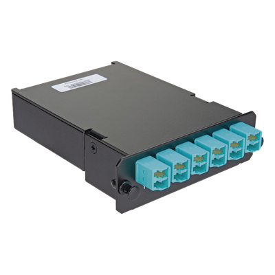 Placa Acopladora de Fibra Óptica FAP, Con 12 Pigtails y 6 Conectores LC Duplex (12 Fibras), Para Fibra Multimodo OM3/OM4, Color Aqua - Imagen 4