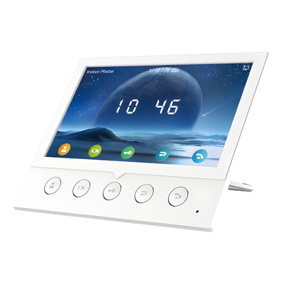 Monitor IP/SIP para interior, Wi-Fi, pantalla a color de 7", audio de 2 vías, PoE, 8 interfaces de entrada de alarma.