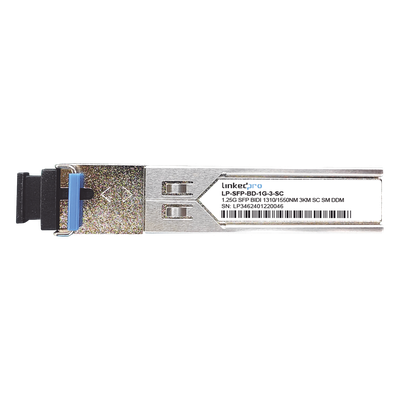 Transceptores Ópticos Bidireccionales SFP (Mini-Gbic) / Monomodo 1310 & 1550 nm / 1.25 Gbps / 1000BASE-BX / Conector SC/UPC Simplex / DDM / Hasta 3 km / 2 Piezas 
