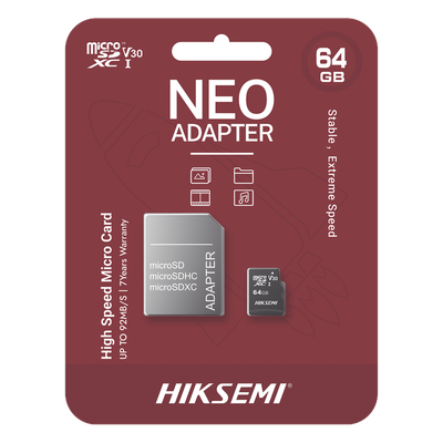 Memoria microSD con Adaptador / 64 GB / Clase 10 / NAND TLC / 92 MB/s Lectura / Multipropósito