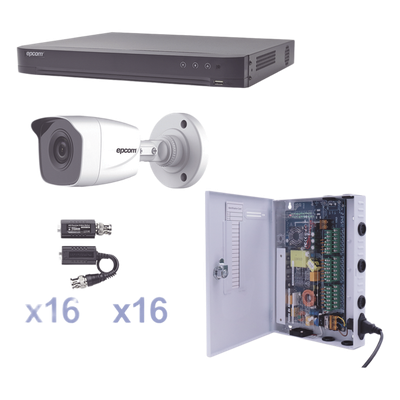 KIT TurboHD 1080p / DVR 16 Canales / 16 Cámaras Bala (exterior 2.8 mm) / Transceptores / Conectores / Fuente de Poder Profesional - Imagen 3