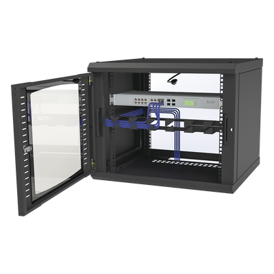 Gabinete para Montaje en Pared Fijo, con 9 Unidades de Rack, de 19in, Puerta de Cristal Templado, Fabricado en Acero - Imagen 5
