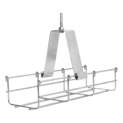 Suspensión conjunto 100 mm, para montar la charola desde el techo, con acabado Electro Zinc para varilla de 1/4, 5/16 y 3/8