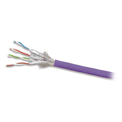 Bobina de Cable Blindado S/FTP de 4 Pares, Cat7A, Inmune a Ruido e Interferencias, LS0H (Bajo Humo, Cero Halógenos), Color Violeta, 305 Metros (1000 Pies) - Imagen 3