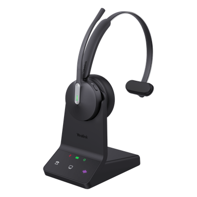 Auriculares mono Yealink WH64 edición UC/ Base DECT y auriculares con Bluetooth integrado/ Cancelación de ruido con 3 micrófonos/ Hasta 32 horas de conversación