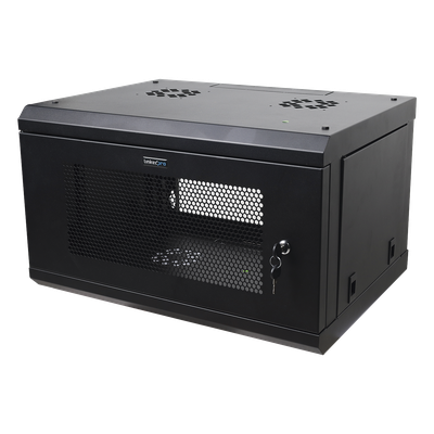 Gabinete de Pared de 6U con Puerta Perforada, 455 mm de Profundidad Total, Rack de 19'', Acero Reforzado Color Negro - Imagen 3