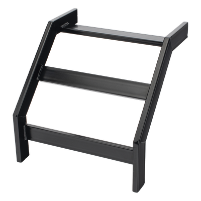 Curva Vertical Exterior de 90° para Escalera Tubular de 1.5" de Peralte y 12" de Ancho, Acabado con Pintura Epóxica Color Negro, Incluye Coples y Tornillería