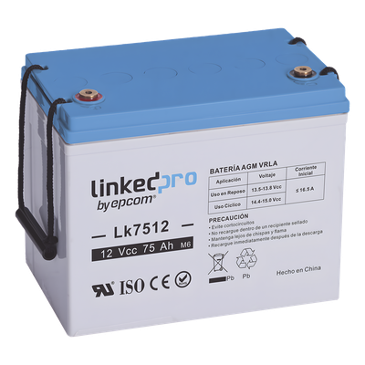 Batería de respaldo 12 V |  75 Ah | AGM | Especial para equipo electrónico | UPS  | Sistemas de Emergencia | Aplicaciones Fotovoltaicas | Terminales T3