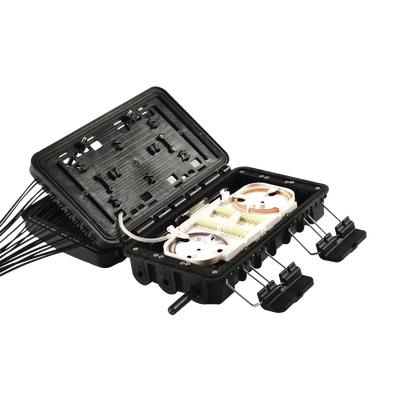 Caja de Distribución de Fibra Óptica para 24 Empalmes, con 16 acopladores SC/APC simplex, Exterior IP65, Color Negro - Imagen 3