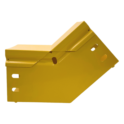 CHFIBER Curva Vertical Interior de 45° de Aluminio para Fibra Óptica, 4" de Peralte, 4" de Ancho y Radio de 8", con Pintura Epóxica Amarilla, Incluye Tapa, un Par de Coples y Tornillería