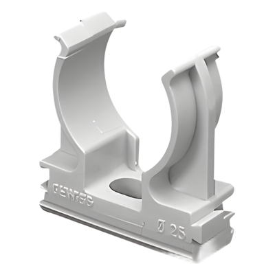 Soporte de presión (Abrazadera), PVC Auto-extinguible, abierto para tubería de 20 mm