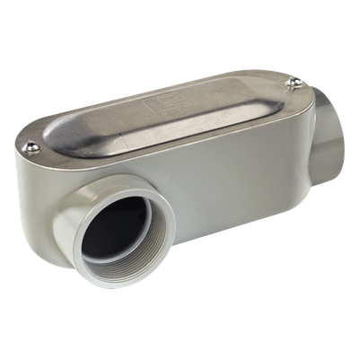 Caja oval roscada tipo LR de 1 1/2" (38.1 mm) Incluye tapa y tornillos.