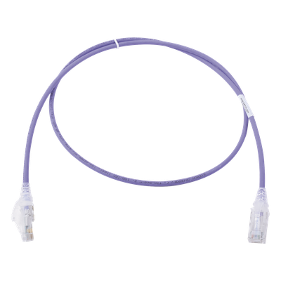 Patch Cord MC6 Modular Cat6 UTP, CM/LS0H, 0.91 Metros (3 Pies), Color Violeta, Diámetro Reducido (28AWG), Versión Bulk (Sin Empaque Individual)