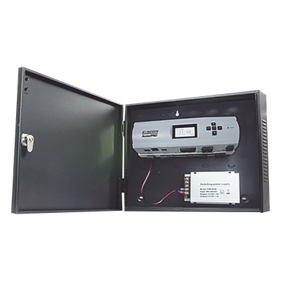 Controlador de Acceso / 4 Puertas / Biometría Integrada / 3,000 Huellas / Compatible con Sistemas de Elevadores (10 Pisos) / Incluye Gabinete y Fuente de Alimentación 12Vcc/5A 