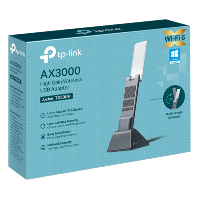 Adaptador USB Wireless Wi-Fi 6 / AX3000 (2402 Mbps + 574 Mbps) / Antenas de Alta Ganancia / USB 3.0 / Baja Latencia Gaming / WPA3 / Cuna Desmontable con Cable 1.2 m (3.9 ft) - Imagen 5