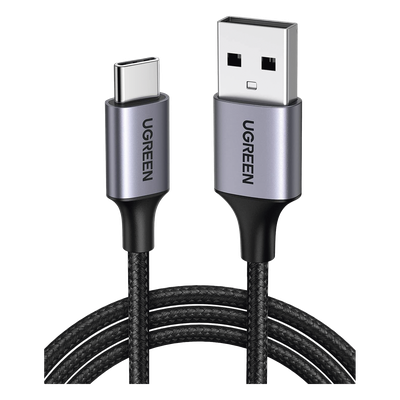 Cable USB-A a USB-C | 1 Metro (3.28 Pies) | Transferencia de Datos de 480 Mbps | Carga Rápida | QC 4.0/3.0/2.0 | FPC | AFC | Protección Integrada | Caja de Aluminio | Nylon Trenzado | Color Negro
