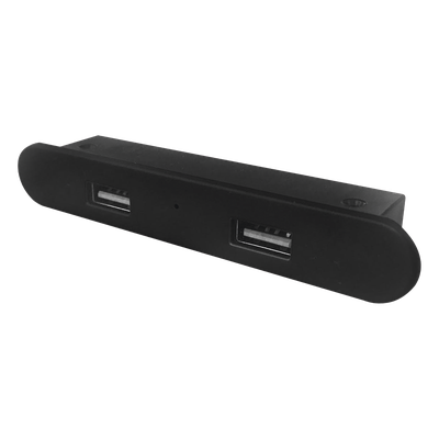 Mini Empotrable Rectangular Color Negro, con 2 Puertos USB con Cable