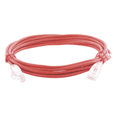 Cable de Parcheo Slim UTP Cat6A - 3 Metros (9.84 Pies) Rojo, Diámetro Reducido (28 AWG)