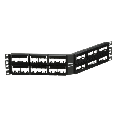 Panel de Parcheo Modular Mini-Com (Sin Conectores), Angulado, Sin Blindaje, Con Etiqueta y Cubierta, de 48 Puertos, 2UR - Imagen 3