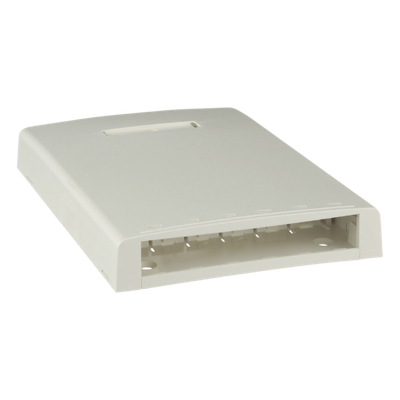 Caja de Montaje en Superficie, con Accesorio para Resguardo de Fibra Óptica, para 6 Módulos Mini-Com, Color Blanco Mate - Imagen 3