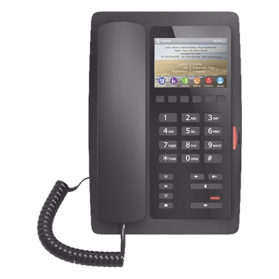 Teléfono IP Hotelero / Pantalla LCD Color 3.5" / 2 Líneas SIP / 6 Teclas Programables Hotline / Puerto USB Carga / PoE 802.3af / Personalizable con Logo Hotel - Imagen 5