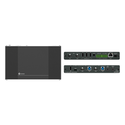 Auto-Switcher | 1 USB-C + 2 HDMI/USB Inputs | HDMI Output | USB 3.2 Switching | 4K@60Hz | HDCP 2.3 | PoE | MegaTOOLS Enclosure