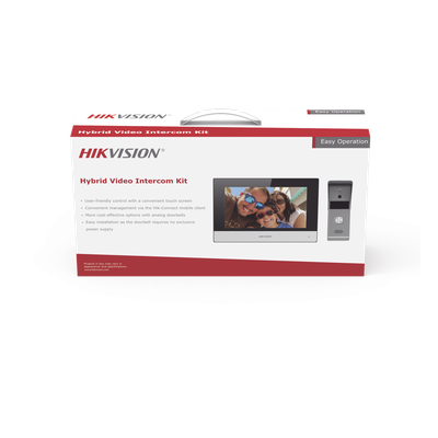 Kit de Videoportero Analógico de Metal / IP a 4 Hilos con Función de Llamada a App Hik-Connect / Monitor se Conecta a Internet por Cable o WiFi y por 4 Hilos al Frente de Calle  IP65 / Expandible a Mas Equipos 