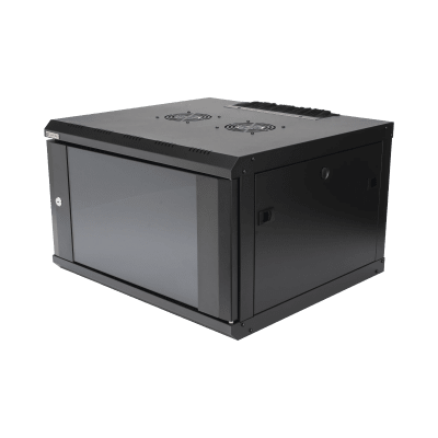 Gabinete de Pared Desarmado / 6U / 19 Pulgadas / 600 x 550 x 382 mm / Cristal Templado 5 mm / Carga Estática 60 kg / Acero SPCC RAL 9004 / IP20 Interior / RoHS - Imagen 3