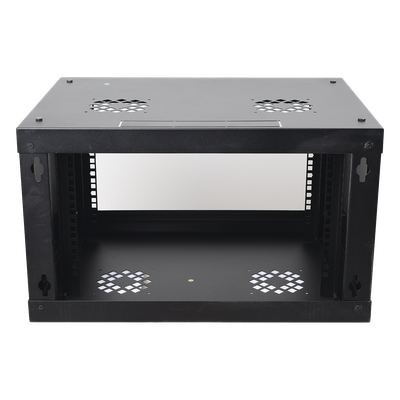 Gabinete de Pared de 6U con Puerta de Cristal Templado, 455 mm de Profundidad Total, Rack de 19in, Acero Reforzado Color Negro. - Imagen 5