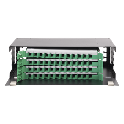 Distribuidor de Fibra Óptica con Bandejas Deslizables, Vacío, 19 Pulgadas (48.26 cm), Acepta 48 Adaptadores LC Duplex o LC Simplex o 48 SC Simplex, 3U